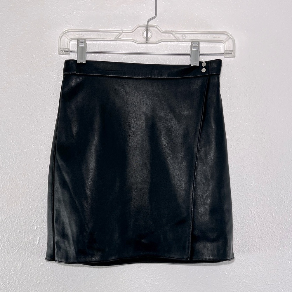 Decree black pleather mini wrap skirt 1